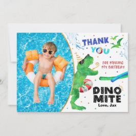 Dinosaurus Zwembadfeest Dankkaart met Foto Bedankkaart