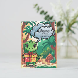 Dinosaurusbaby geeft cadeau briefkaart