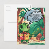 Dinosaurusbaby geeft cadeau briefkaart (Voorkant / Achterkant)