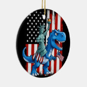 Dinosaurusbeeld Liberty 4th of July Amerikaanse vl Keramisch Ornament (Rechts)