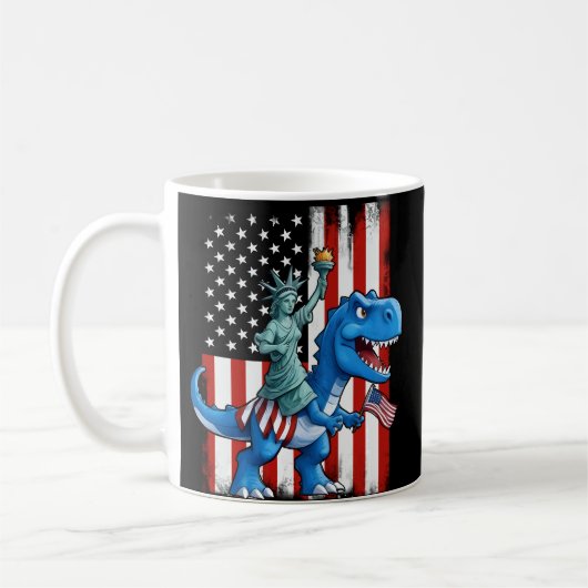 Dinosaurusbeeld Liberty 4th of July Amerikaanse vl Koffiemok (Links)