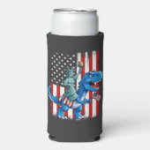 Dinosaurusbeeld Liberty 4th of July Amerikaanse vl Seltzer Blikjeskoeler (Seltzer Voorkant)