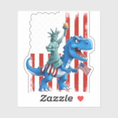Dinosaurusbeeld Liberty 4th of July Amerikaanse vl Sticker (Vel)