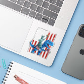 Dinosaurusbeeld Liberty 4th of July Amerikaanse vl Sticker (Laptop met iPhone)