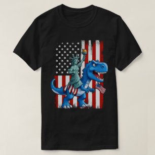 Dinosaurusbeeld Liberty 4th of July Amerikaanse vl T-shirt
