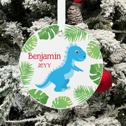 Dinosaurusblauw T-Rex Tropische aandenken Kerstmis Ornament