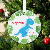 Dinosaurusblauw T-Rex Tropische aandenken Kerstmis Ornament