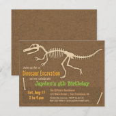 Dinosaurusbotten Kinderen Verjaardagsfeest Uitnodi Kaart (Voorkant / Achterkant)