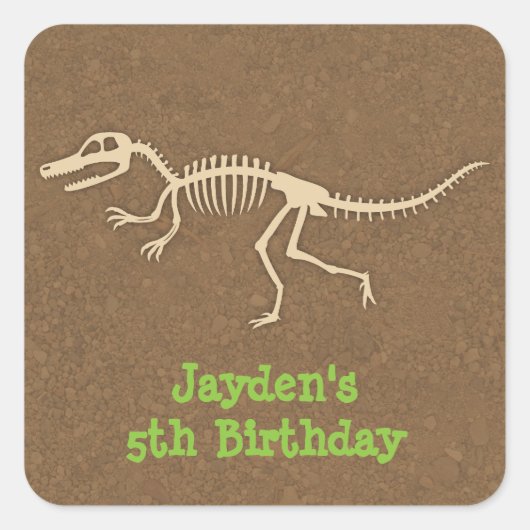Dinosaurusbotten Kinderverjaardagsfeestje Labels (Voorkant)