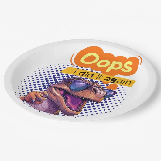 dinosauruscitaat papieren bordje (Gekanteld)