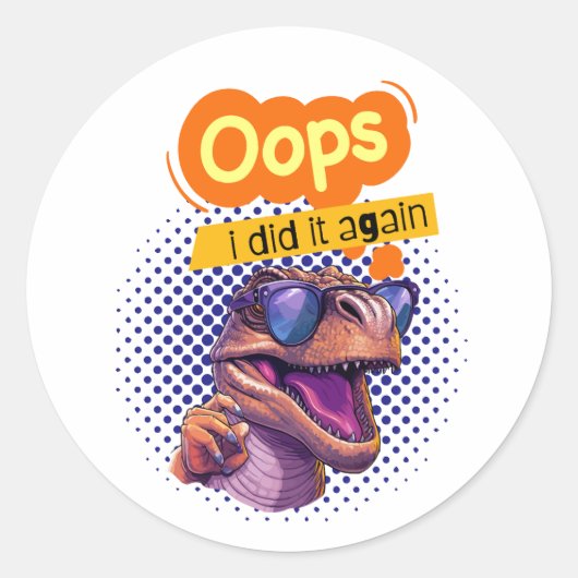 dinosauruscitaat ronde sticker (Voorkant)