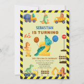 Dinosaurusconstructie 2e verjaardagsfeestje kaart (Voorkant)