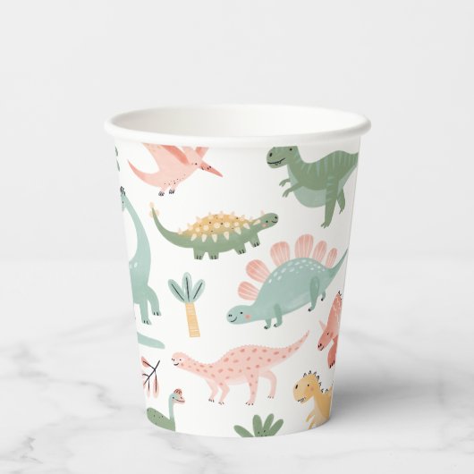 Dinosaurusdocument koppen papieren bekers (Achterkant)