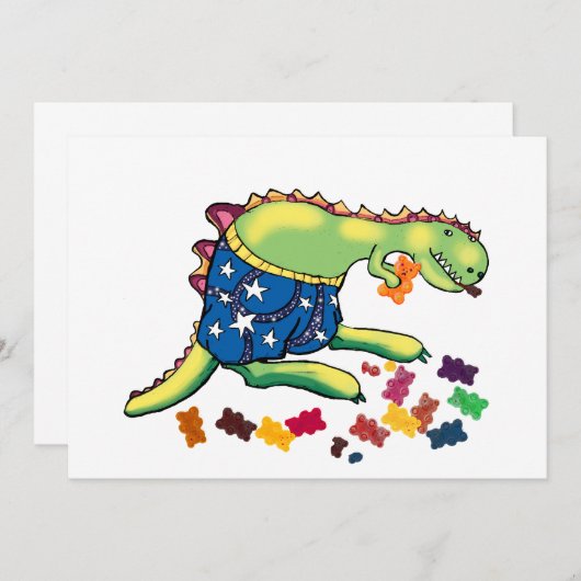 dinosaurusfeest bedankt kaart (Voorkant / Achterkant)