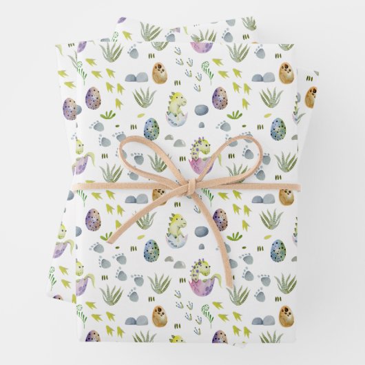 dinosaurusfeest in een baby shower inpakpapier vel (In situ)