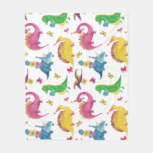 Dinosaurusfeest: waterverf. fleece deken (Voorkant)