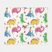 Dinosaurusfeest: waterverf. fleece deken (Voorkant (Horizontaal))