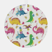 Dinosaurusfeest: waterverf. glas ornament (Achterkant)