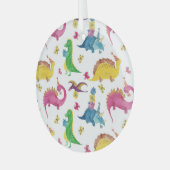 Dinosaurusfeest: waterverf. glas ornament (Voorkant links)