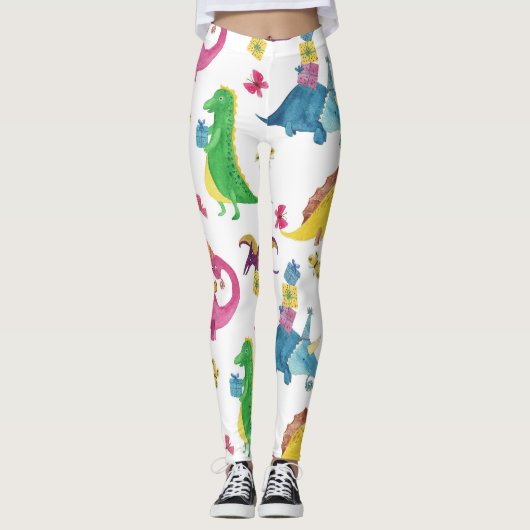 Dinosaurusfeest: waterverf. leggings (Voorkant)