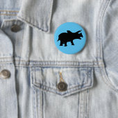 Dinosaurusfeestje Blauw Ronde Button 5,7 Cm (In situ)