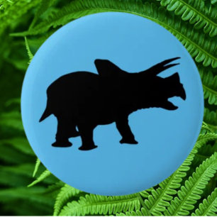 Dinosaurusfeestje Blauw Ronde Button 5,7 Cm