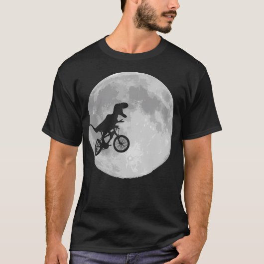 Dinosaurusfiets en Moon Shirt Retro 80's Funny (Voorkant)