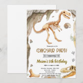 Dinosaurusfossiel feestuitnodiging kaart (Voorkant / Achterkant)