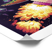 Dinosaurusillustratie die door de room loopt poster (Hoek)