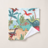 Dinosaurusjongen blauwe monogram all-over print ki bad handdoek (Wasdoekje)
