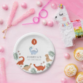 Dinosaurusjongens eerste 1e verjaardag papieren bordje (Feest)