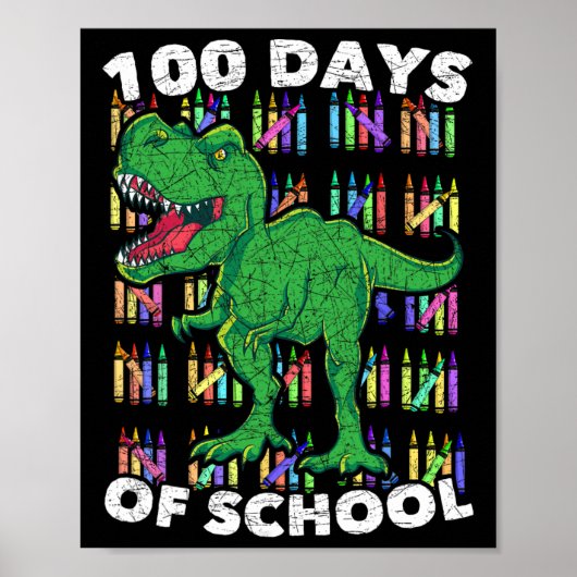 Dinosaurusjongens meisjes Kinder student T rex 100 Poster (Voorkant)
