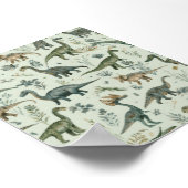 Dinosauruskinderkamer | Groene wandkunst | Printba Poster (Hoek)