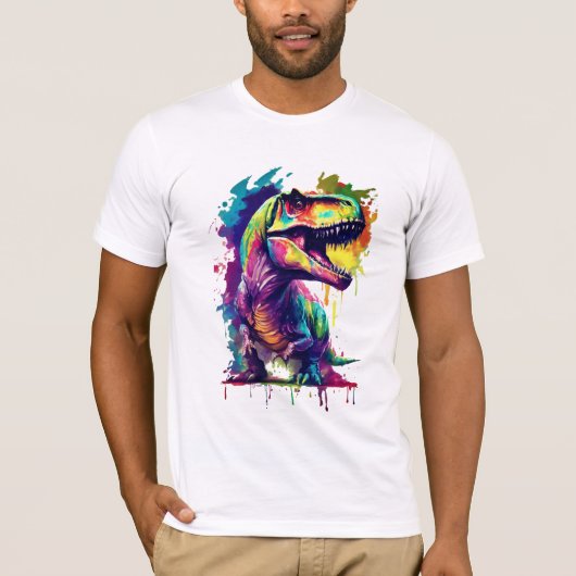 dinosauruskunst | Kleuren van Cool Dinosaur T-shirt (Voorkant)