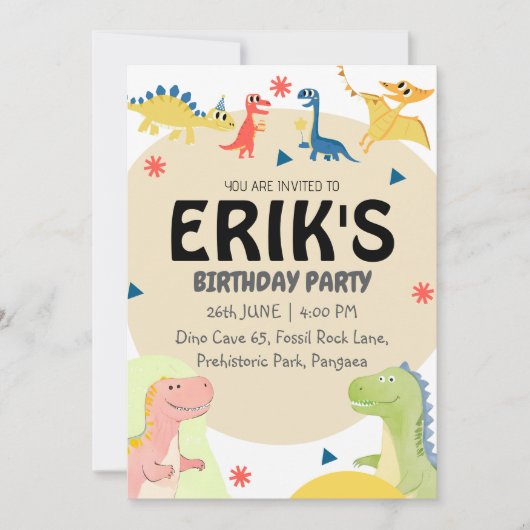 Dinosaurusliefhebber 6e verjaardagsfeestje  kaart (Voorkant)