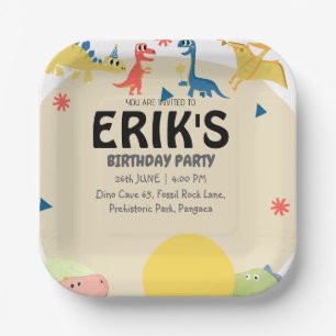 Dinosaurusliefhebber 6e verjaardagsfeestje  papieren bordje