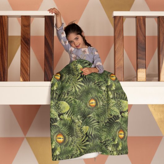 Dinosaurusogen Groene Planten Oud Kunstwezen Fleece Deken