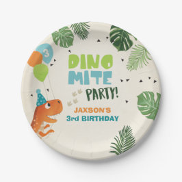 Dinosauruspapier Borden Verjaardag Dino mite T-rex Papieren Bordje
