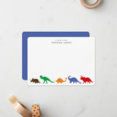 Dinosaurusparade, Felicite Kleuren Persoonlijk Notitiekaartje (Voorkant / Achterkant in situ)