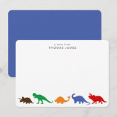 Dinosaurusparade, Felicite Kleuren Persoonlijk Notitiekaartje (Voorkant / Achterkant)