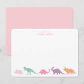 Dinosaurusparade, juweeltonen gepersonaliseerd notitiekaartje (Voorkant / Achterkant)