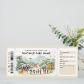 Dinosauruspark Ticket Cadeaubewijs Sjabloon Kaart (Staand voorkant)