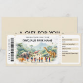 Dinosauruspark Ticket Cadeaubewijs Sjabloon Kaart (Voorkant / Achterkant)