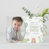 Dinosauruspartij Dank u kaart met foto (Staand voorkant)