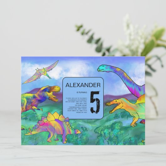 dinosauruspartij kaart (Staand voorkant)