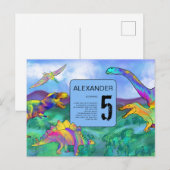 dinosauruspartij uitnodiging briefkaart (Voorkant / Achterkant)