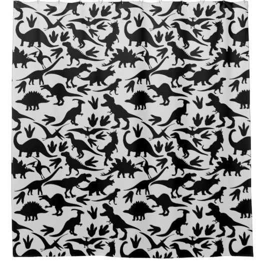 Dinosauruspatroon 01 b. White BG Douchegordijn (Voorkant)