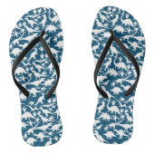 Dinosauruspatroon 01 w. DBlue BG Teenslippers (Voetbed)