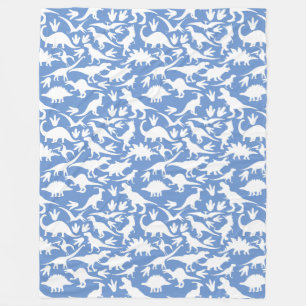 Dinosauruspatroon 01 w. LBlue BG Fleece Deken