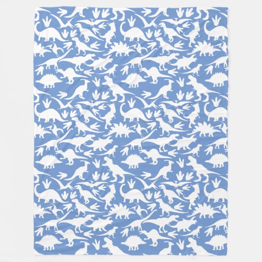 Dinosauruspatroon 01 w. LBlue BG Fleece Deken (Voorkant)